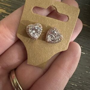 Heart-Shaped Crystal Stud Earrings